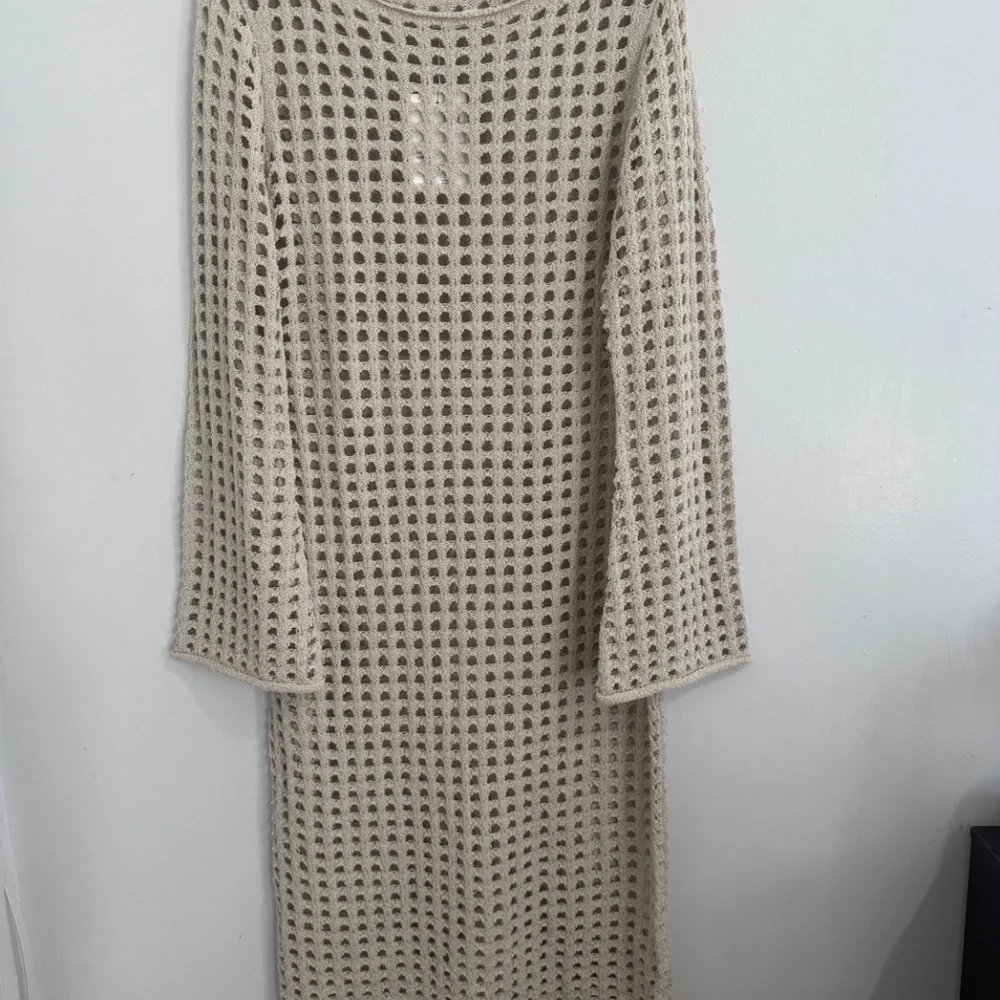 Oak & Fort Swimsuit Cover Up Crochet Dress in Cream for Women - Size Medium - Picture 6 of 8